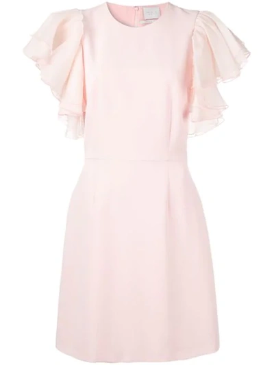 Ingie Paris Ruffled Sleeve Dress In Pink