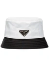 Prada Two-tone Bucket Hat In White