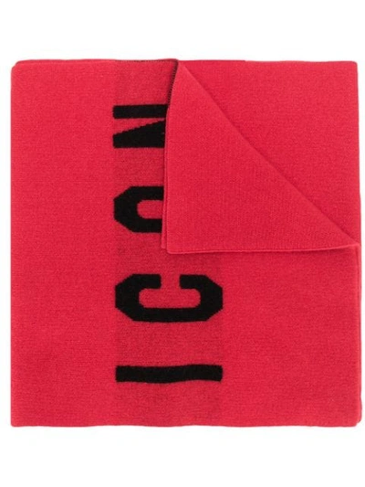 Dsquared2 Icon Knitted Scarf In Red