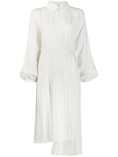 Fendi Pleated Shirt Style Dress In Weiss
