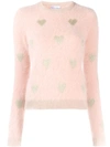 Red Valentino Knitted Heart Sweater In N17 Nude