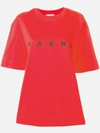 Marni Oversized Logo Print T-shirt In Red