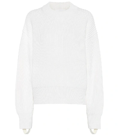 Helmut Lang Wool-cotton Chunky Knit Sweater In White