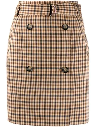 Baum Und Pferdgarten Check Double-breasted Mini Skirt In Neutrals