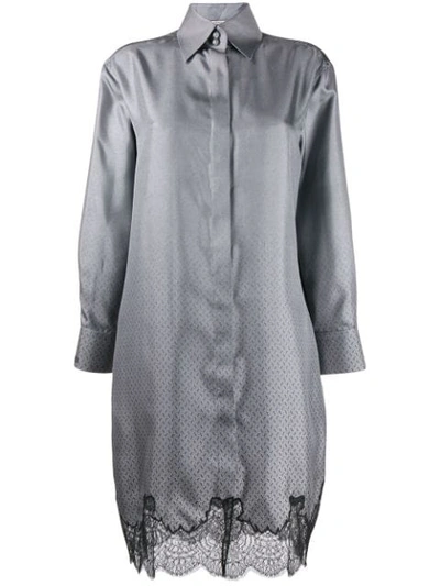 Fendi Long-sleeved Shirt Dress In Grey