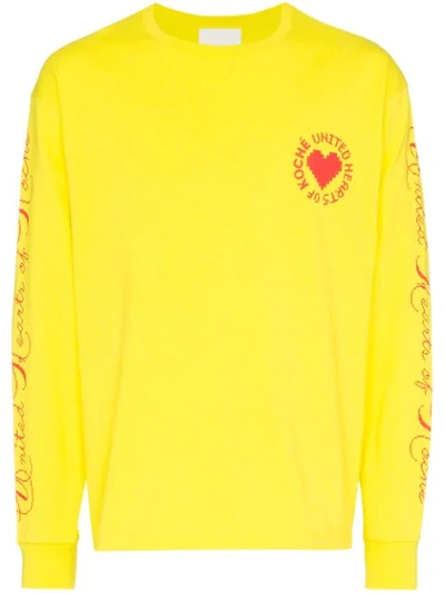 Koché United Hearts Long-sleeve T-shirt In Yellow