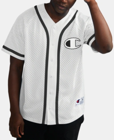 Champion Men's Mesh Baseball Jersey T-shirt, White - Size Xlrg