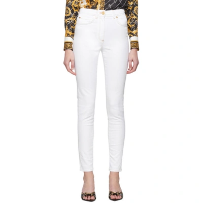 Versace High Waist Skinny Stretch Denim Jeans In A8001 White