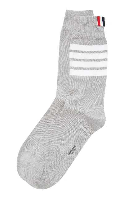 Thom Browne Mid-calf Striped Socks In Grey