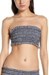 Tory Burch Costa Smocked Bandeau Bikini Top In Ditsy Leaf