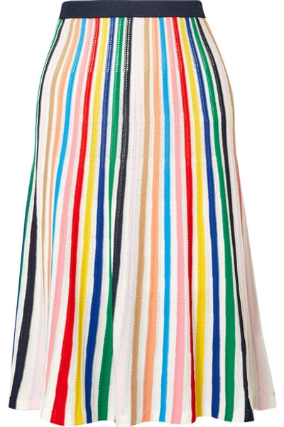 Jcrew Rainbow Stripe Pull-on Flare Skirt In Navy Multi