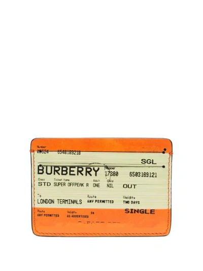 Burberry Train Ticket Print Leather Card Case In Orange