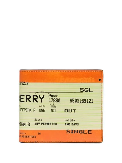 Burberry Ticket-print Billfold Wallet In Orange