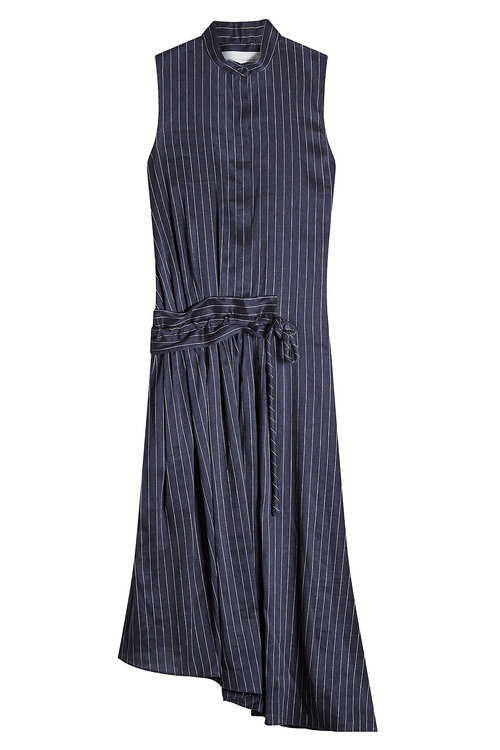 Victoria Victoria Beckham Striped Dress With Linen And Cotton In Blau ...