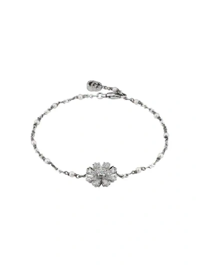 Gucci Bracelet With Flower, Diamonds And Pearls In White
