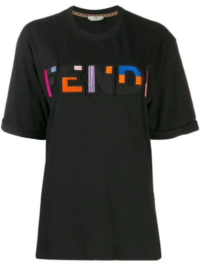 Fendi Ff Logo T-shirt In Black