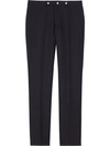 Burberry Classic Fit Triple Stud Wool Mohair Tailored Trousers In Blue