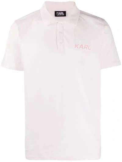 Karl Lagerfeld Logo Print Polo Shirt In Pink