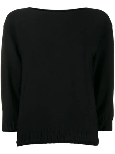 Roberto Collina Boat Neck Sweater In Black