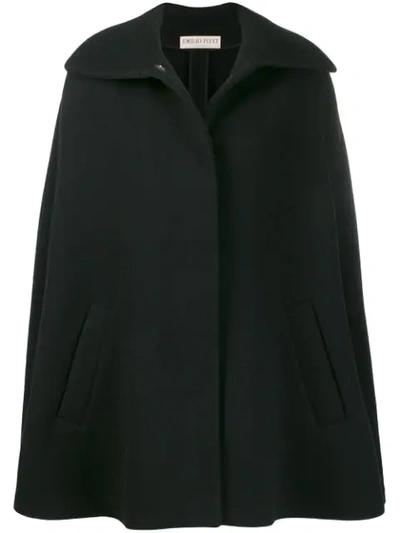 Emilio Pucci Wool Cape Coat In Black