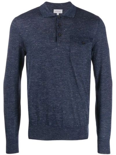 Brioni Long-sleeved Polo Shirt In Blue