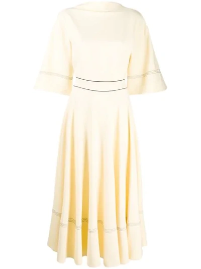 Roksanda Dara Bow-embellished Crepe Dress In Yellow
