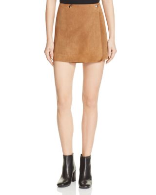 Theory Woman Wrap-effect Suede Mini Skirt Light Brown In Driftwood ...