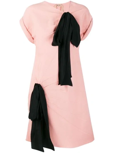 N°21 Contrast Oversized Ribbons Dress In Pink