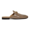 Gucci Princetown Leather Flat Mules In Light Brown