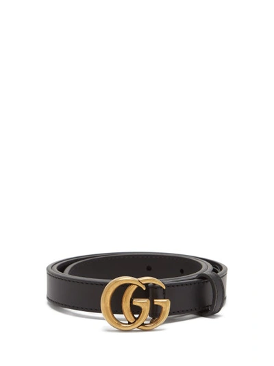 Gucci Black Toscano Leather Gg Belt