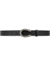 Gucci Leather Belt With Crystal Dionysus Buckle In Black Leather