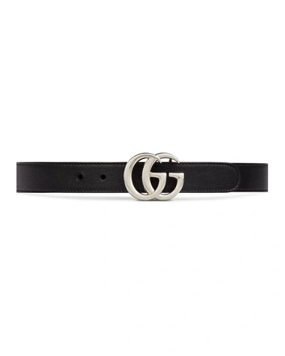 Gucci Kid's Gg Leather Belt In Black