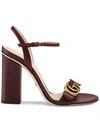 Gucci Leather Sandal With Double G In 6629 Bordeaux