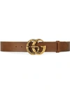 Gucci Leather Belt With Double G Buckle With Snake In Brown