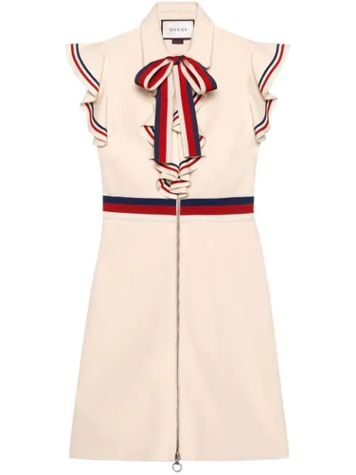 Gucci Sylvie Web Stretch Jersey Dress In White
