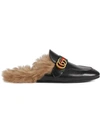 Gucci Princetown Leather Slipper With Double G In Black