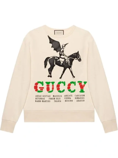 Gucci Cotton Sweatshirt With Winged Jockey In White