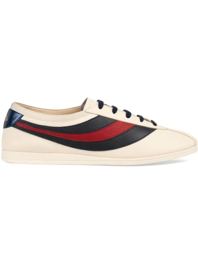 Gucci Falacer Sneaker With Web In White Leather
