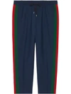 Gucci Wool Cropped Pant With Stripe In Blue