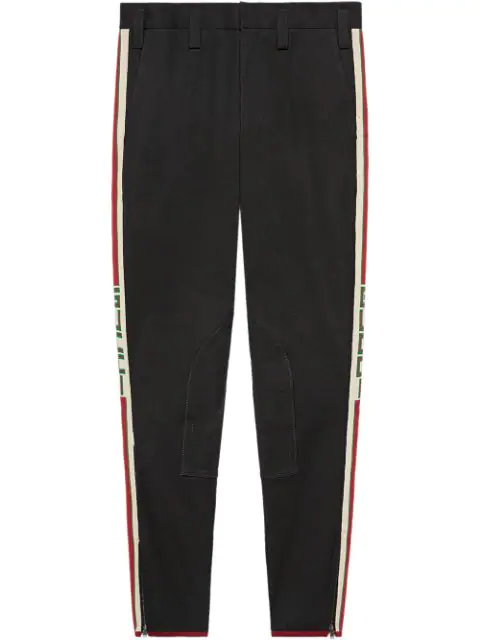gabardine stretch pant with gucci stripe