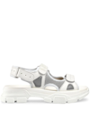 Gucci Leather And Mesh Sandals In White Leather
