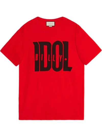 Gucci Oversize T-shirt With Billy Idol Print In Red