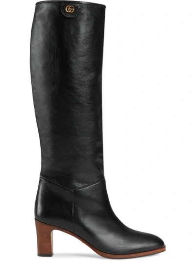 Gucci Leather Mid-heel Boot In Black