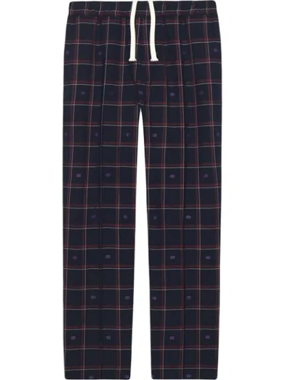 Gucci Gg Check Jogging Trousers. In Blue