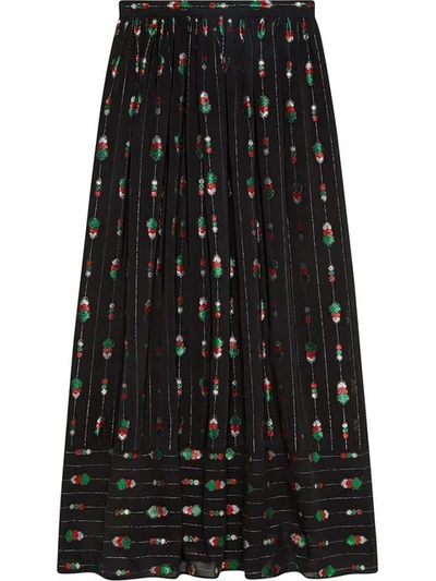 Gucci Silk Maxi Skirt With Fil Coupé In Black