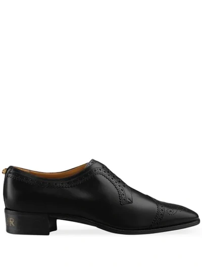 Gucci Leather Lace-up With Brogue Detail In Black