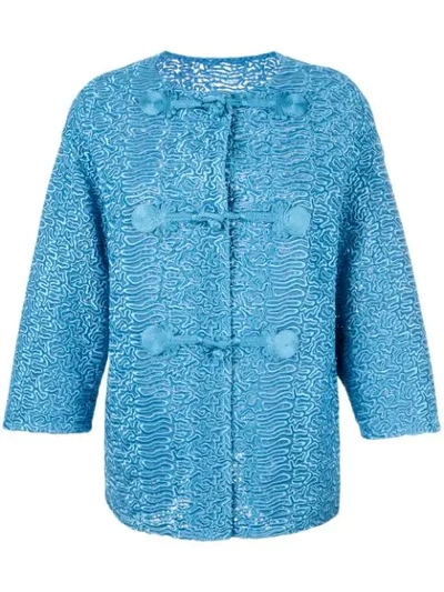 Ermanno Scervino Embroidered Double Lace Jacket In Parisianblue
