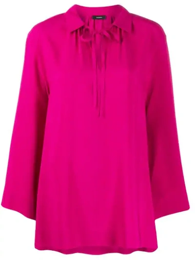 Joseph Neck-tied Flared Blouse In Pink