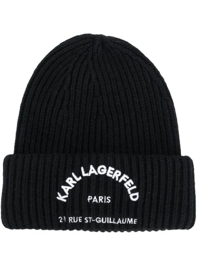 Karl Lagerfeld Women's Hats Rue St. Guillaume Beanie In Black