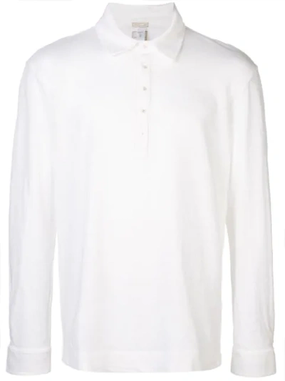 Massimo Alba Fine-knit Long-sleeved Polo Shirt In Weiss